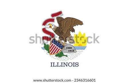 Flag of Illinois,  Illinois Flag, United States of America, USA State Illinois Flag, Flag of USA state Illinois Vector Illustration.
