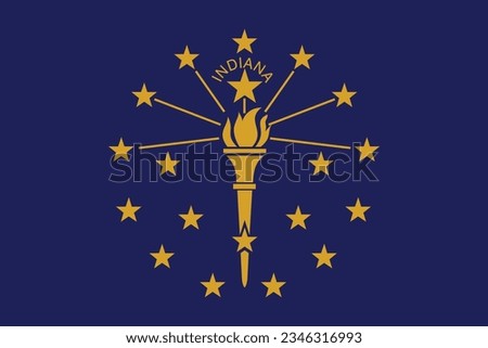 Flag of Indiana,  Indiana Flag, United States of America, USA State Indiana Flag, Flag of USA state Indiana Vector Illustration.