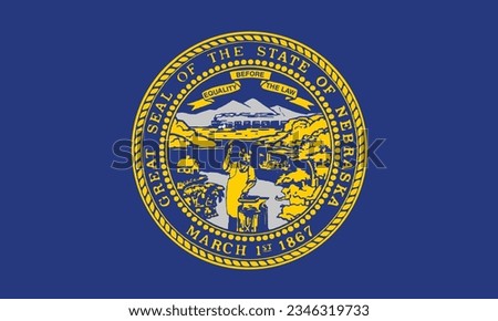 Flag of Nebraska,  Nebraska Flag, United States of America, USA State Nebraska Flag, Flag of USA state Nebraska Vector Illustration.
