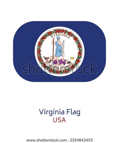 Flag of Virginia Button, State of Virginia Button Flag, Flag of USA state Virginia Button Vector Illustration Button Style, United States of America US.