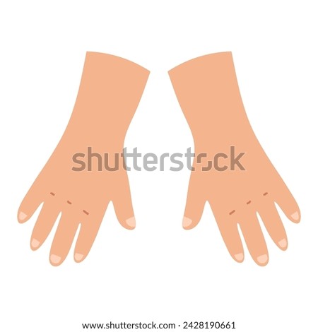Body parts in cartoon style - arms. Right and left hands front side. Learning body parts for kids. Vector illustration