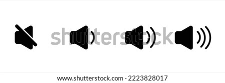 Speaker volume icon. Low to high volume. Music audio sound vector sign. Vector illustration