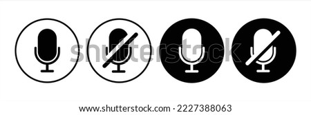 Microphone icon . Web icons or signs . Web and mobile icons. Mute and unmute microphone. Vector illustration.	