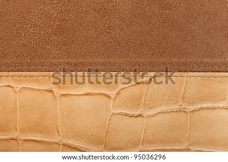 Background showing two kinds of leather with a seam