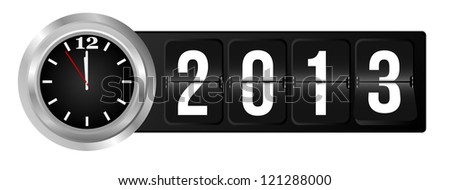 New Year 2013 Sign and Silver Cock in Airport Time Style