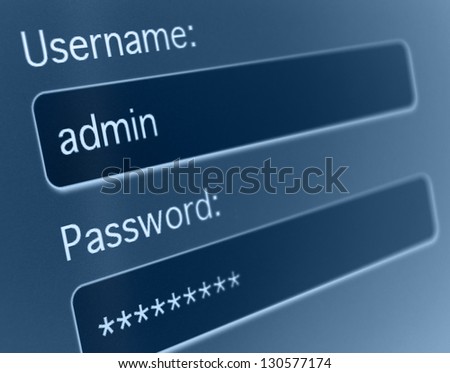 Login Box - Username and Password in Internet Browser on Computer Screen