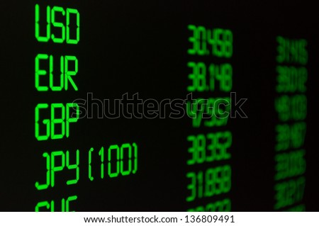 Foreign Currency Exchange Rate on Display