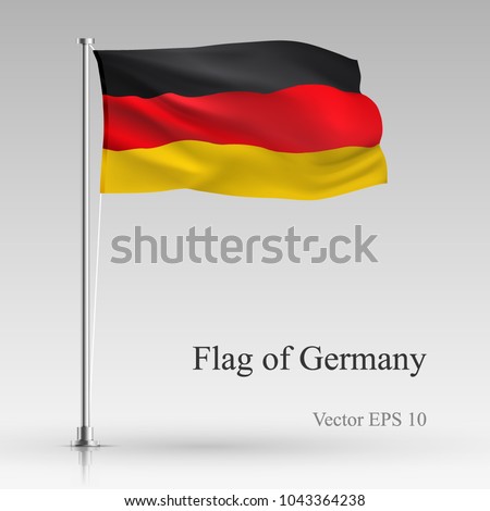 National flag of Germany isolated on gray background. Realistic German flag waving in the Wind. Wavy flag Stock Vector illustration