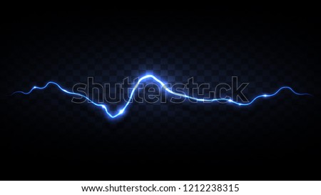 Abstract background in the form of lightning. A powerful charge causes many sparks. Power of nature. Bright curved line on a black background. Illuminated path. Vector background