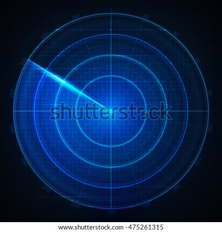 Realistic vector radar in searching . Air search . HUD radar display . Military search system blip illustration . Navigation interface wallpaper . Navy sonar .