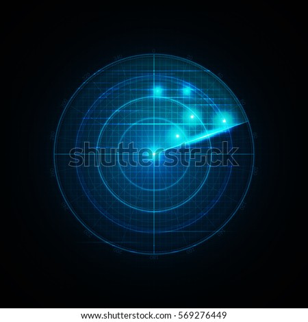 Realistic vector radar in searching . Air search . Military search system blip illustration . Navigation interface wallpaper . Navy sonar