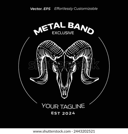 Metal head band Logo Template vector illustration head goat skull