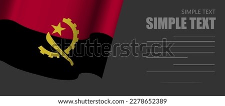 angola waving flag Grey background,3D angola flag moving wind blowing,banner ribbon flag on dark background,Horizontal vector flag poster.angola celebrate Day holiday vacation.