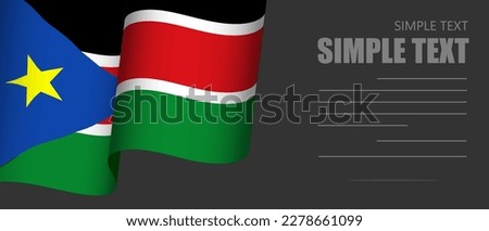 south sudan waving flag Grey background,3D south sudan flag moving wind blowing,banner ribbon flag on dark background,Horizontal vector flag poster.south sudan celebrate Day holiday vacation.