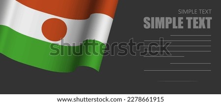 niger waving flag Grey background,3D niger flag moving wind blowing,banner ribbon flag on dark background,Horizontal vector flag poster.niger celebrate Day holiday vacation.