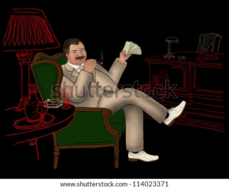 Rich successful businessman holding a wad of cash