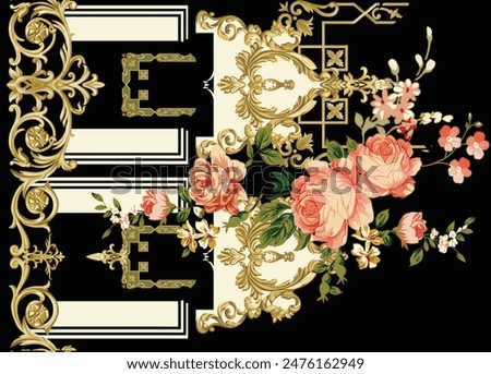 Digital Trending Texture Illustration and Flowers for Background Design Beautiful Textured Effects Floral Art Textile Print Stock Illustration for Fabric and Paper Prints