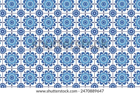 Decorative flower blue color patterns for floor tiles, wall tiles 006