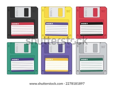 Set of retro floppy disc. Isolated illustration.