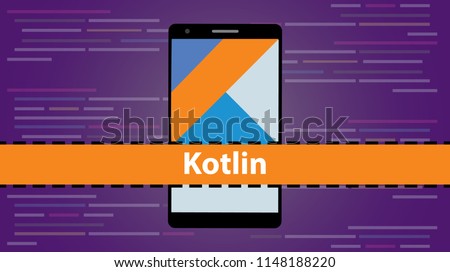 kotlin mobile application programming language coding software technology vector illustration