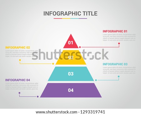 infographic template with pyramid style with free space text for description with 4 four step process with text on the right and left - vector illustration
