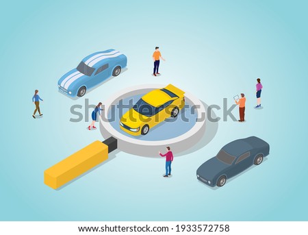 car search for the best analysis concept with modern isometric style