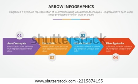 arrow style infographic slide presentation template with modern flat style color with 4 arrow to right direction