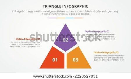 infographic triangle concept for slide presentation with 3 point list