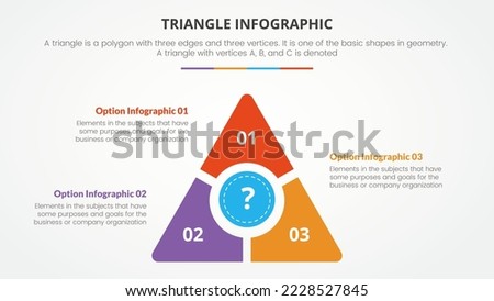 infographic triangle concept for slide presentation with 3 point list