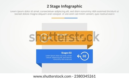 2 points stage template infographic concept for slide presentation with rectangle box vertical stack with 5 point list with flat style