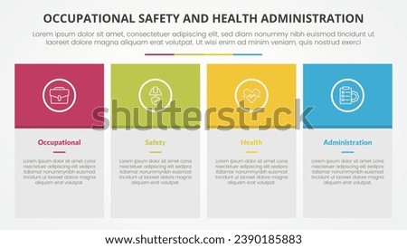 osha The Occupational Safety and Health Administration template infographic concept for slide presentation big box table and colorfull header with 4 point list with flat style