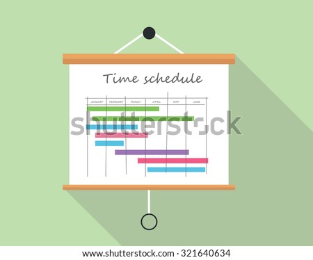 project time schedule with presentation board illustration board