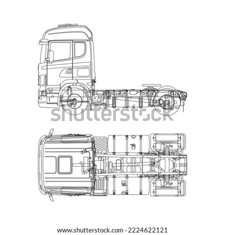 Outline layout of the truck. Blueprint truck