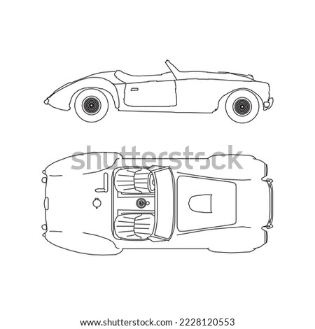 vector layout of the hatchback outline drawing