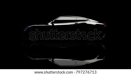 silhouette of black sports car on black