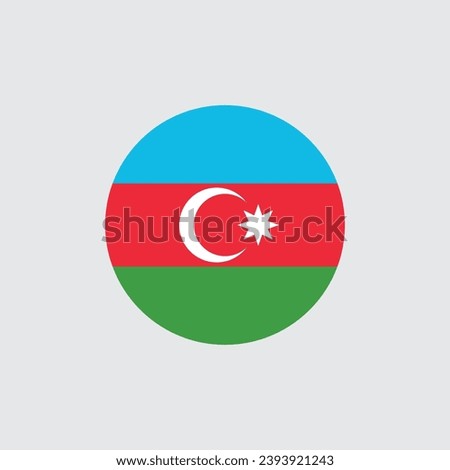 Azerbaijan flag round icon, badge or button. National symbol of Azerbaijan. Vector illustration.