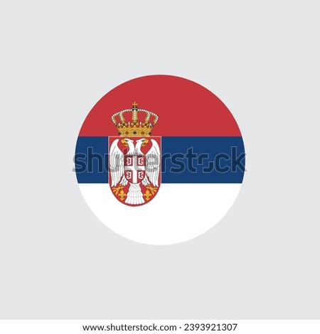 Serbia flag round icon, badge or button. National symbol of Serbia. Vector illustration.