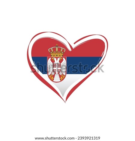 Serbia flag with a heart shape, isolated on a white background for Serbia Independence Day. Vector illustration.