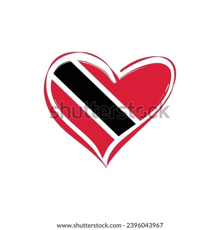 Trinidad and Tobago flag with a heart shape, isolated on a white background for Trinidad and Tobago Independence Day. Vector illustration.