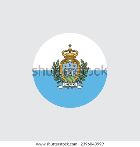 San Marino flag round icon, badge or button. National symbol of San Marino. Vector illustration.