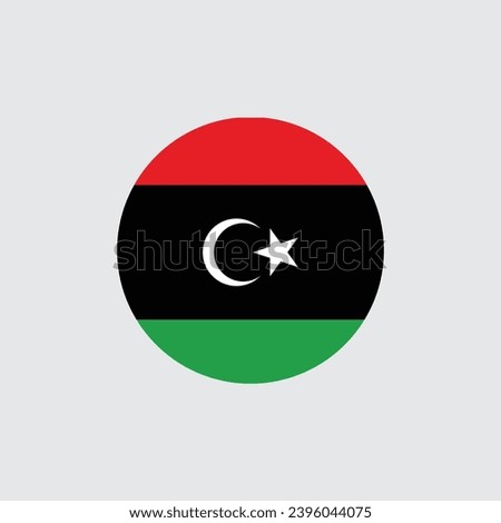 Libya flag round icon, badge or button. National symbol of Libya. Vector illustration.