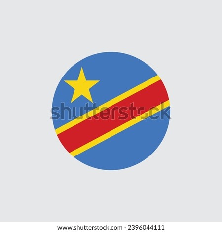 DR Congo flag round icon, badge or button. National symbol of DR Congo. Vector illustration.