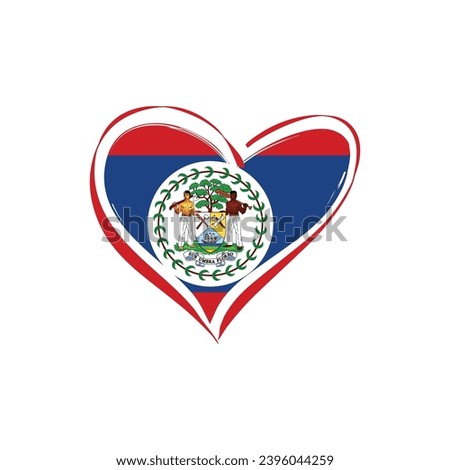 Belize flag with a heart shape, isolated on a white background for Belize Independence Day. Vector illustration.