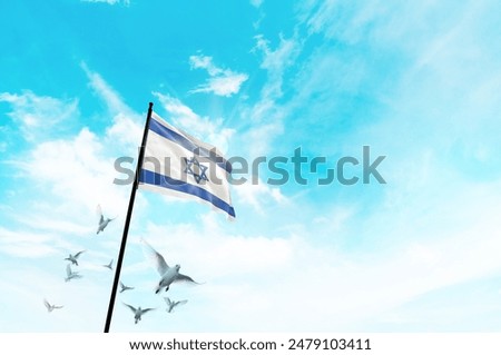 Similar – Image, Stock Photo Flag of peace dove in the wind