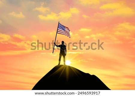 Similar – Image, Stock Photo Mountain peak against sunset sky