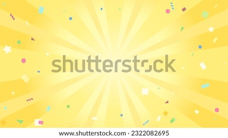 Background with confetti dancing like a cracker popping Yellow. Ratio 16:9