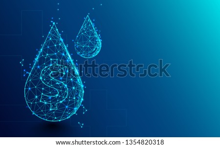 Oil drop with dollar sign from lines, triangles and particle style design. Illustration vector