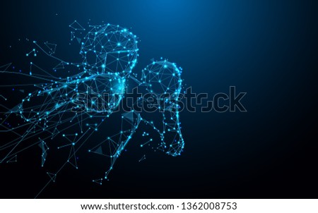 Man boxer doing shadow boxing from lines, triangles and particle style design. Illustration vector