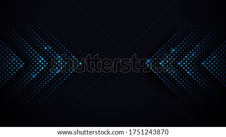 Arrows Light Blue Abstract Futuristic Speed on Black Background. Vector Illustration