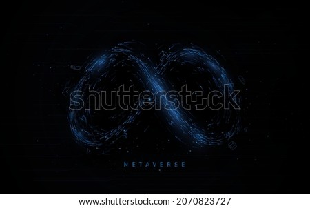 The metaverse. Virtual space. Infinity sign. Futuristic technology digital hi tech concept